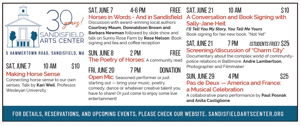 advertising for the Sandisfield Arts Center.