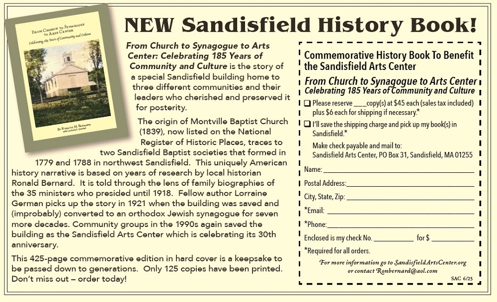 advertising for the Sandisfield Arts Center history book