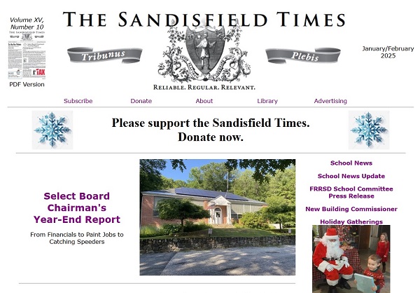 image of the New Sandisfield Times webpage.