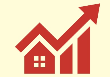 image of an arrow over a house pointing up.