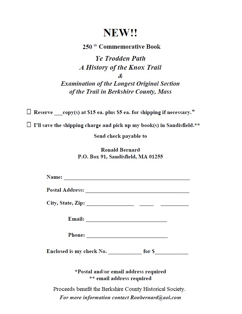image of the knox book order form.