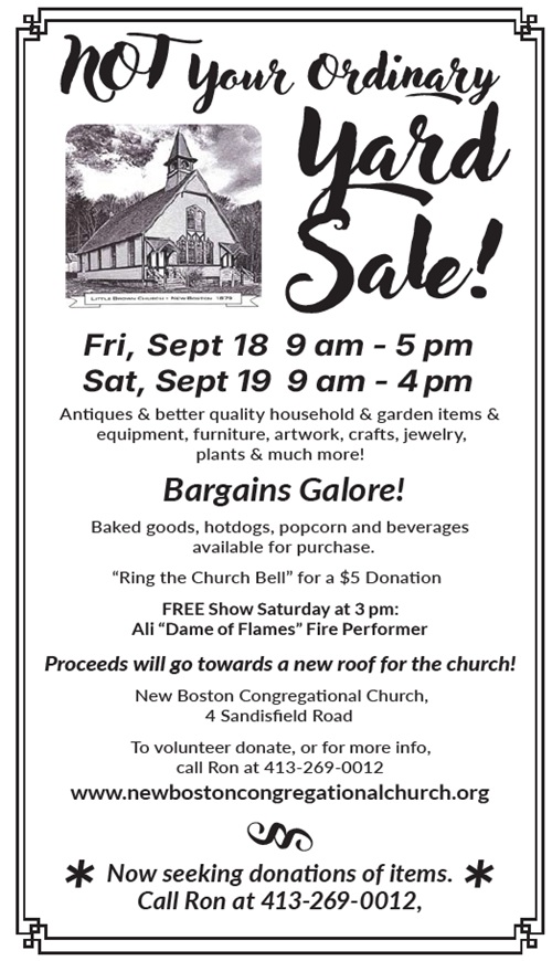 image of the New Boston church yard sale.